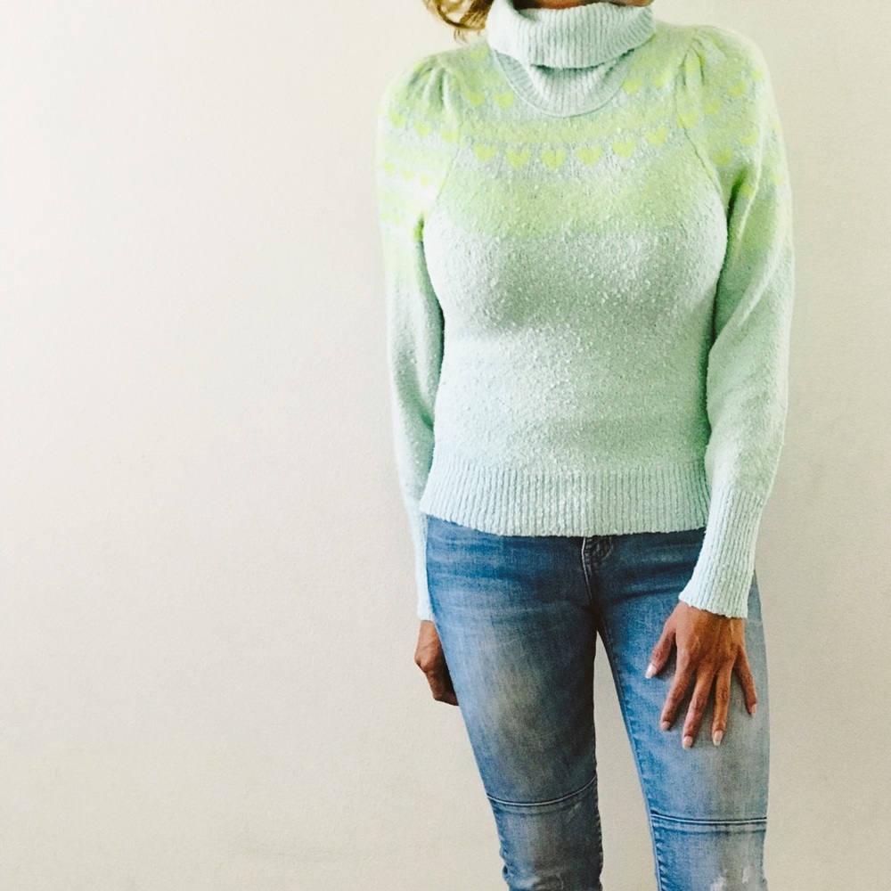 NWOT Free People love notes heart sweater Sz XS